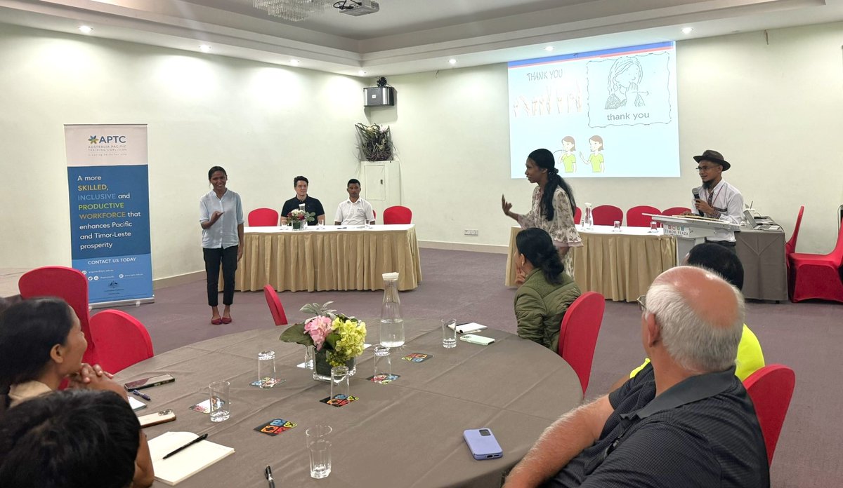 🙌 #APTC is proud to be part of discussions on #InclusiveEmployment! We recently partnered with the Associação Deficientes de Timor-Leste (ADTL) to deliver a training on Creating an Inclusive Enterprise to employees and contractors of Dili Development Company Lda. 🇦🇺🤝🇹🇱
