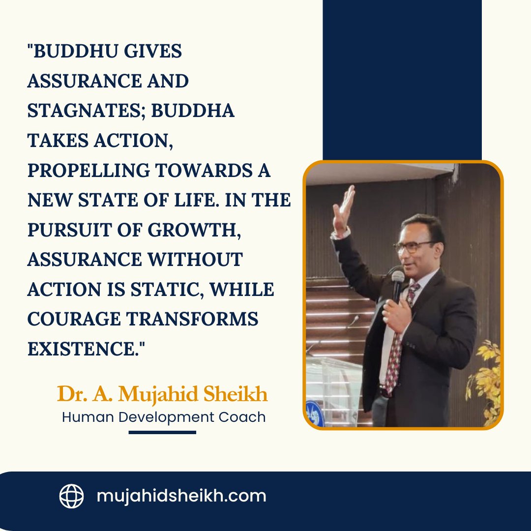 Mujahid92's tweet photo. "BuDDHu gives assurance and stagnates; BUDDHA takes action, propelling towards a new state of life. In the pursuit of growth, assurance without action is static, while courage transforms existence."

#humandevelopmentcoach #motivationoftheday #positivityiskey #keytosuccess https://t.co/6kgspxYWuU