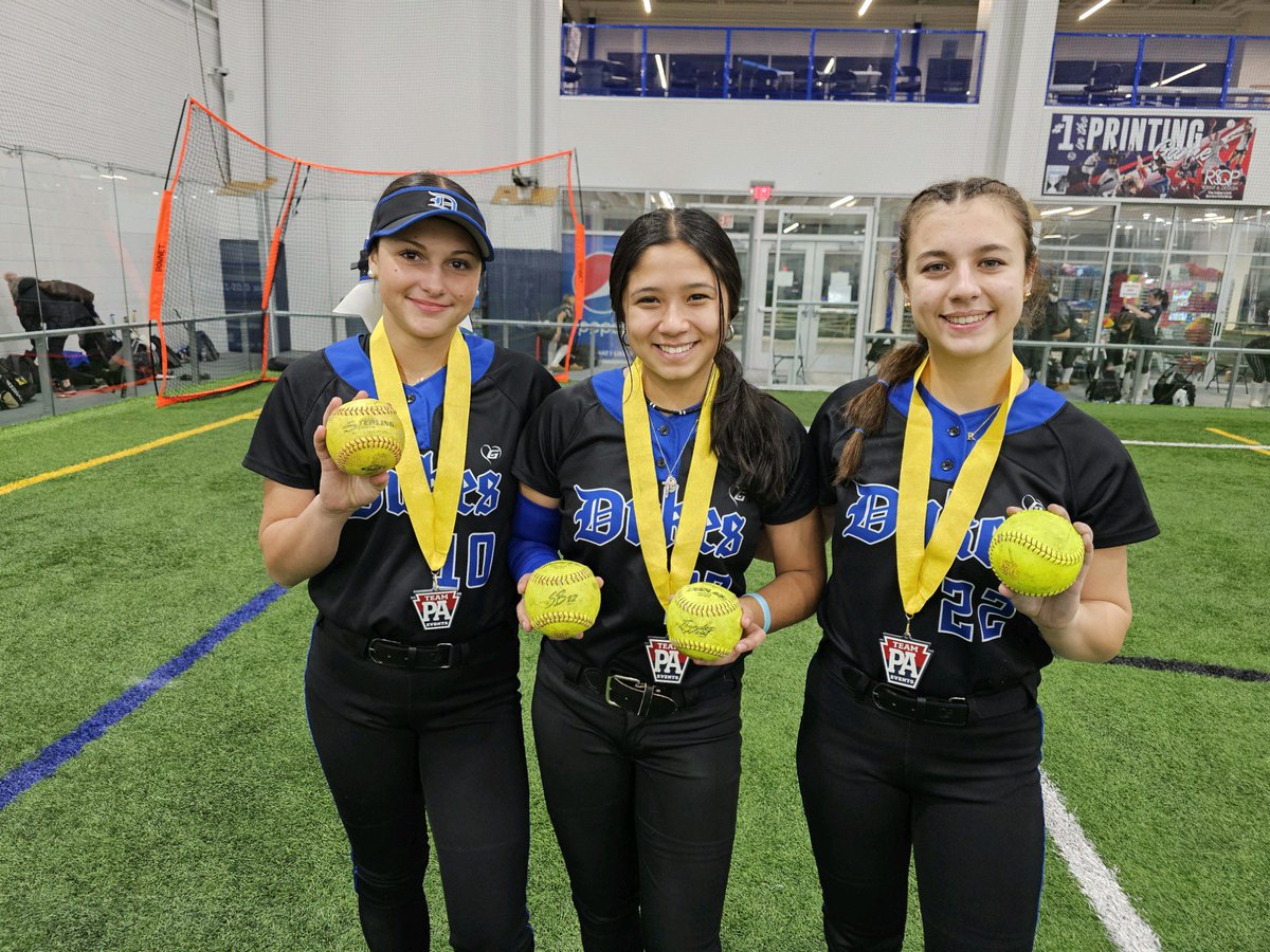 Bomb Squad Today! 💣💣💣💣 @MiaFavato2027 @R_Fariello2026 @LeannaChow2026 clutch hitting and amazing pitching brought home the chip. @Ladydukesnj @ALLNJSoftball @ExtraInningSB @SBRRetweets @D1Softball