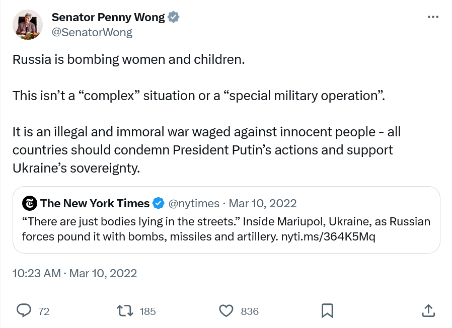 Balgowallah's tweet image. That direct, uncompromising and unequivocal voice of moral certainty when you know Massa would approve what you have to say

Versus