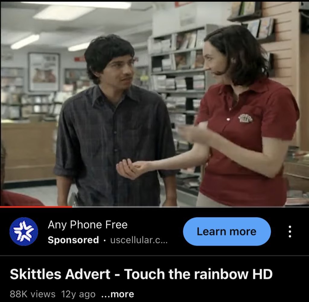 This skittles ad “touch the rainbow” goes along with their slogan which is effective because the second most common emotion that makes content go viral is laughter. This is intended for their viewers to giggle and want to “taste the rainbow.” #473Wigton24 <a href="/GreenleeNews/">GSJC</a>
