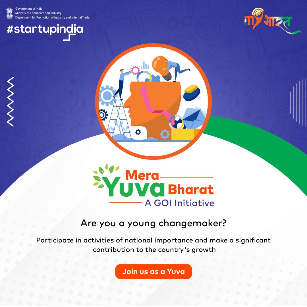 Calling all young changemakers! Unleash your potential through skill-building, innovation and youth leadership. Click bit.ly/3Sfs9Va to take the first step! #MeraYuvaBharat #MyBharat #StartupIndia #YouthDevelopment #YouthEmpowerment #ViksitBharat #YouthOpportunities