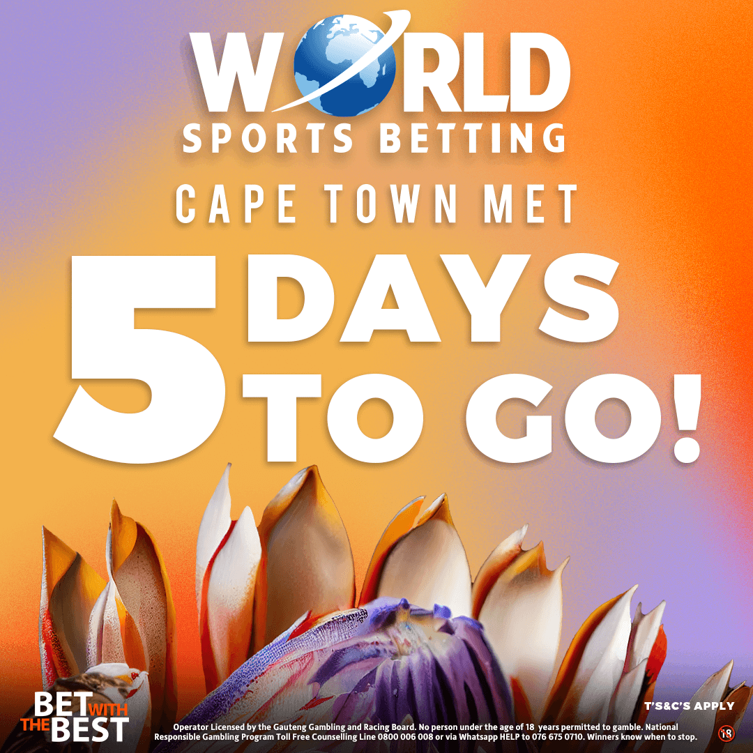WorldSportsBet's tweet photo. Just five days to go until the most spectacular event in Cape Town - the World Sports Betting Cape Town Met! π
Get ready for an unforgettable experience filled with elegance, excitement, and top-class horse racing!
#CapeSplendour #WSBCPTMET https://t.co/cb5MClTo13