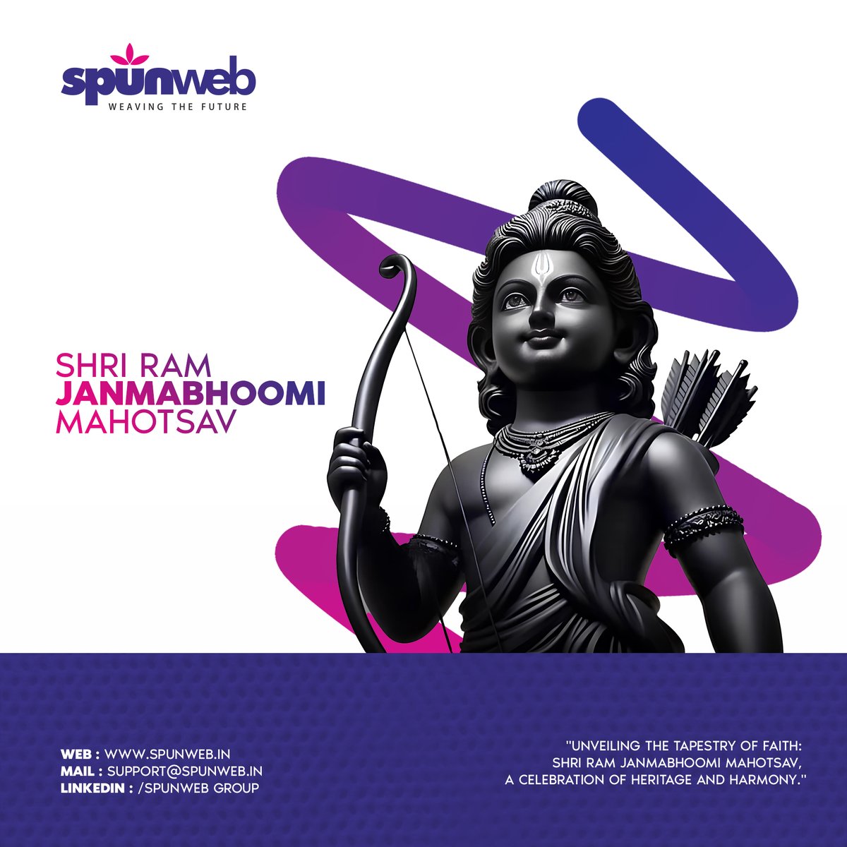 spunwebgroup's tweet photo. Unveiling the tapestry of faith: shri ram janmabhoomi mahotsav, a celebration of heritage and harmony.
#spunwebGroup #RamJanmabhoomi #PranPratisthaMahotsav #RamMandir #Ram #Ayodhya https://t.co/nAZvXsPMnl