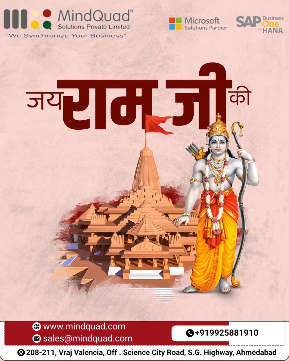 MindQuad_MS_SAP's tweet image. Today, as we stand witness to this historic moment, let us take pride in our shared history and the values that bind us together.

#Ayodhya #ShreeRam #DivineEssence #Heritage #Unity #JaiShreeRam