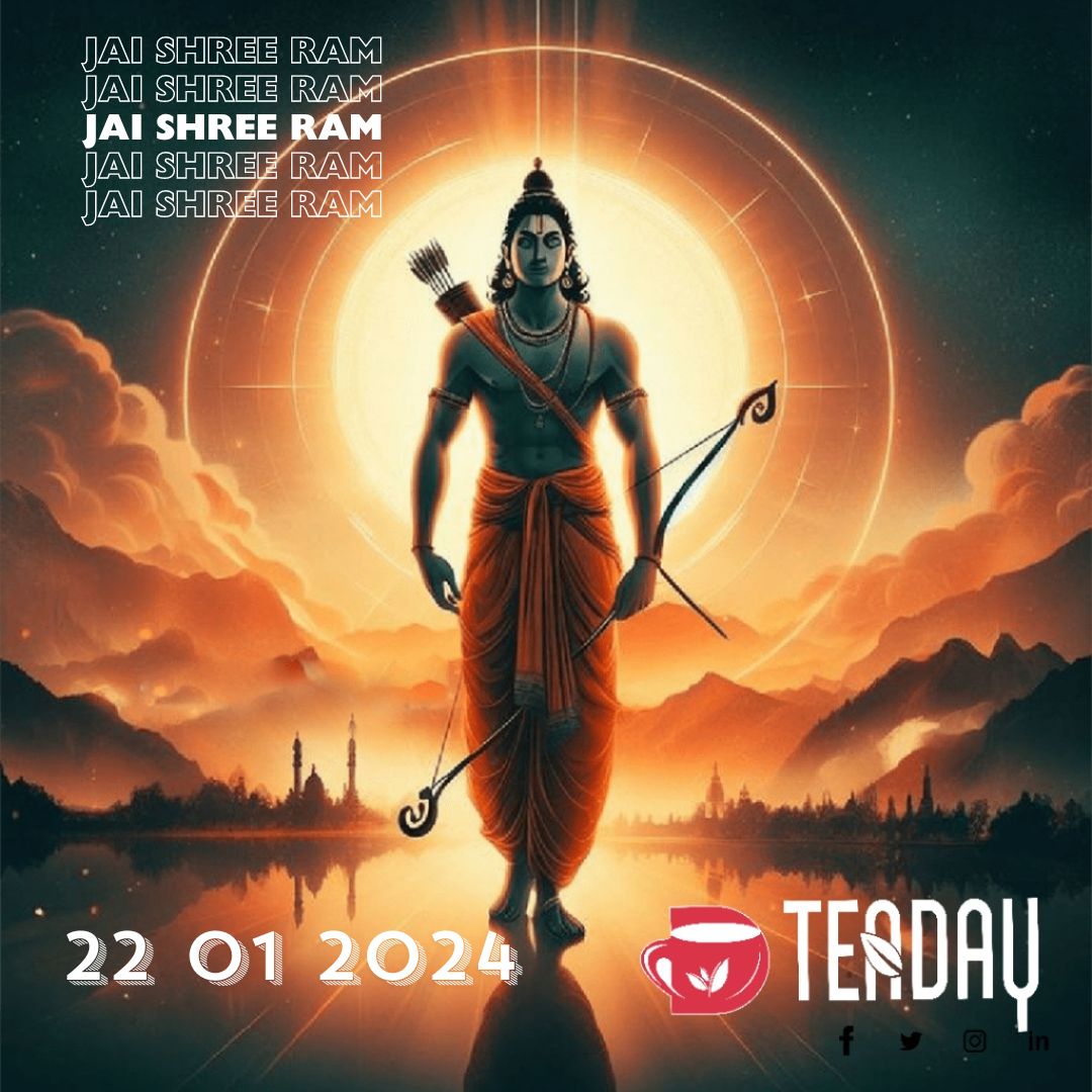 TeaDayCompany's tweet photo. As Ayodhya welcomes the divine abode of Lord Ram, may it inspire us to lead righteous lives. Jai Shree Ram! 💫🎊

#jaishreeram #ram
#rammandirayodhya #jaihanumanji #festival #celebration #godsowncountry #500years  #indianculture #hindutemple #blessings #teaday #teadaycompany https://t.co/5o9nOdvLaP
