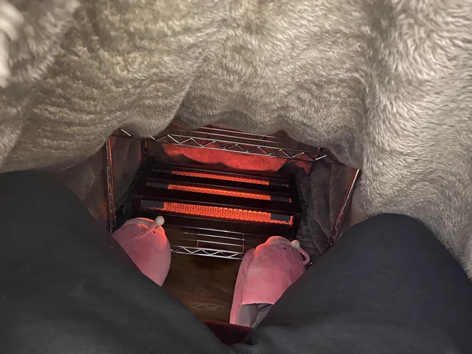 PC机の下を簡易こたつ化してめっちゃ快適だけどめっちゃ眠くなる。