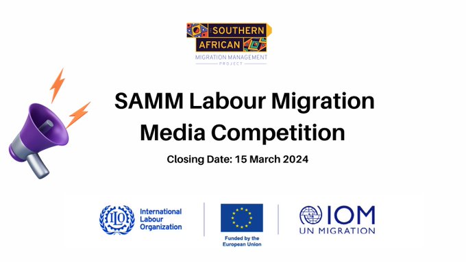 ilo_pretoria's tweet photo. 📢📢COMPETITION TIME!!!!  Are you a journalist reporting on issues of Labour Migration in the SADC Region? Calling on all Journalists, Media professionals and Student Journalists to enter the SAMM Labour Migration Media Competition.  

[ENTER NOW] https://t.co/tMXHBegCYQ https://t.co/Lj9sjKGNl5