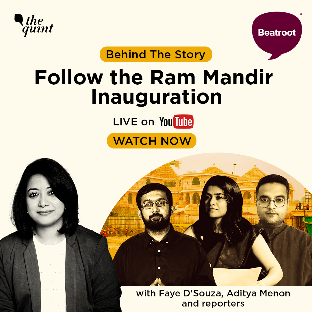 #RamMandir inauguration LIVE on YouTube. Join @fayedsouza and @beatrootnews_, in conversation with The Quint's @AdityaMenon22, @himansshhi, and @piyushrai25. WATCH the LIVE here: youtube.com/watch?v=HIIT6O…