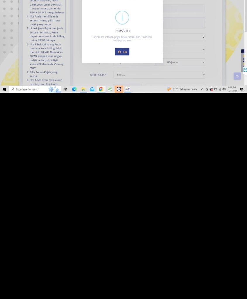 fadhilrahmannt's tweet photo. @kring_pajak min untuk website djp khususnya e billing apakah sedang error kah ? https://t.co/JY3iobeEhy
