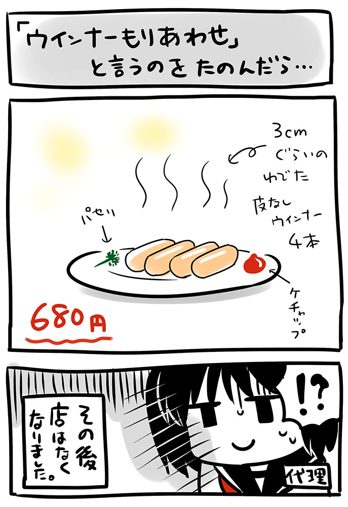 #呑み会の地獄思い出  ウインナーのもりあわ…せ?