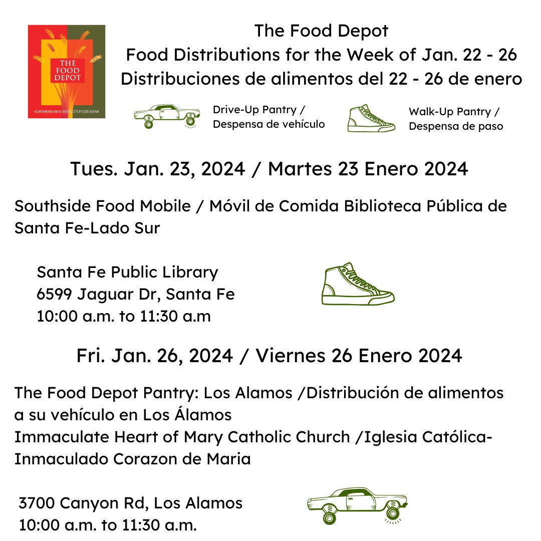 TheFoodDepot's tweet photo. Need food assistance or know someone who does? Here are this week's food distributions from the Food Depot: 🫘🍊🥑
¿Necesita asistencia alimentaria o conoce a alguien que la necesite? Aquí están las distribuciones de alimentos de esta semana del The Food Depot: https://t.co/WEfK221jI1