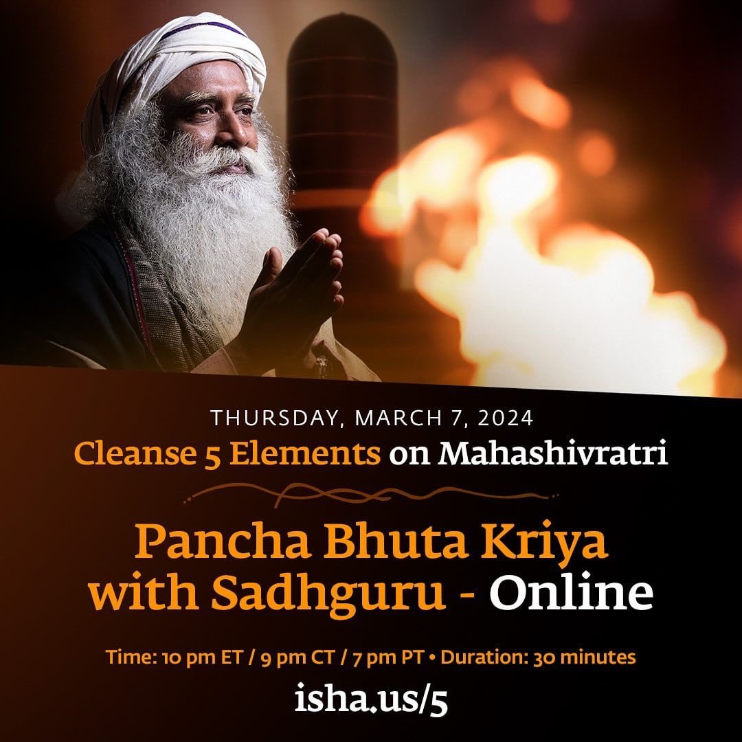 yographic39's tweet photo. Bhuta Kriya #purifies the five #elements within the human system.
Register to experience this powerful Yogic process with numerous #physical, #mental & #emotional benefits.
🧘♀️
Live with @SadhguruJV, March 7, 10PM ET
Learn more: 🔗https://t.co/SwW8i9jqWE
#cleanse #yoga https://t.co/Md2BpWksa6