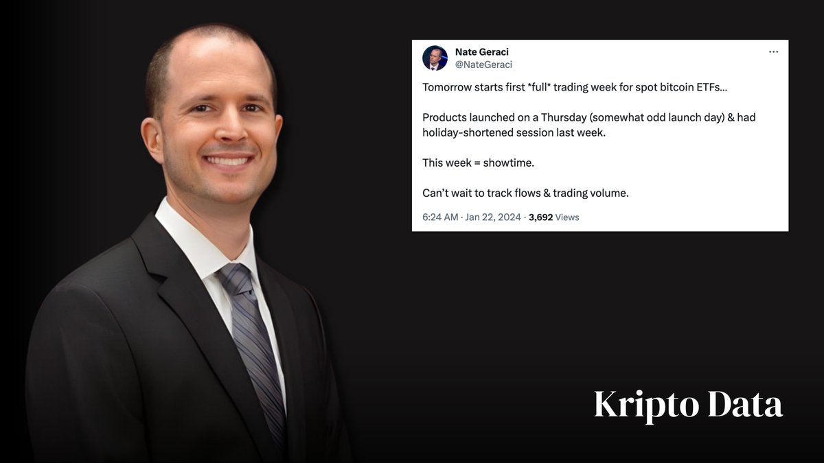 ''Yarın, Spot #Bitcoin ETF'leri için ilk 'tam' işlem haftası başlıyor.

Bu hafta = Şov zamanı.''

— Nate Geraci | The ETF Institute Kurucu Ortağı