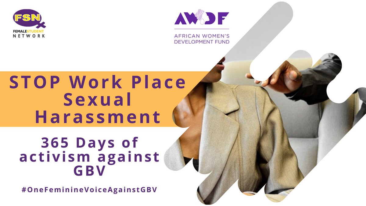 femalestudents's tweet photo. We must continue advocating for the end of all forms of #GBV post the #16DaysOfActivism. Work place sexual harassment is one of them, let's end it now. #365DaysOfActivismAgainstGBV @awdf01 @AdultRapeClinic @MwanasikanaW @SAYWHATOrg @WCOZIMBABWE @Zinasuzim @GBVnet https://t.co/GsN4FPksju