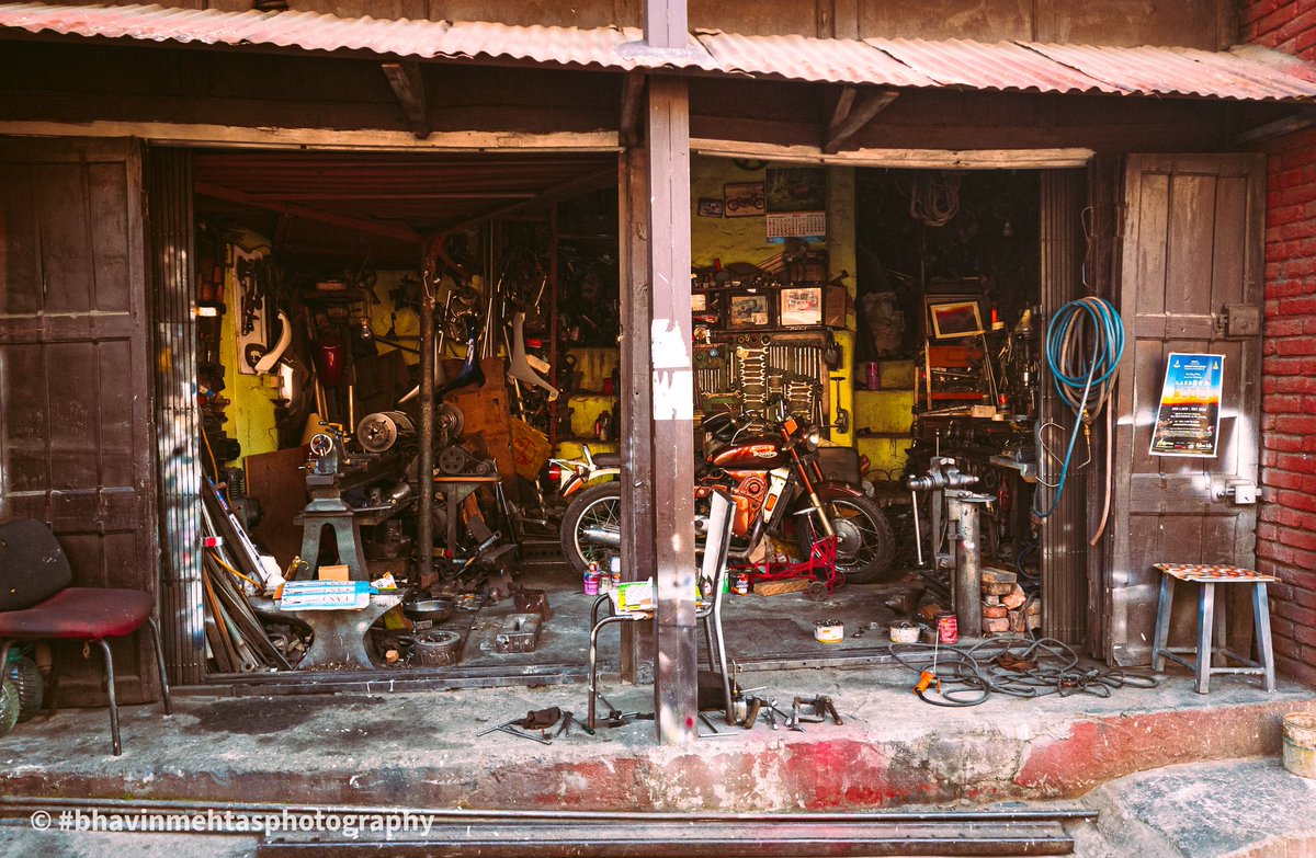 The Garage #garage #workshop #bike #mechanical #mechanic #tools #rustic #travellife #travelphotography #travel #streetsofindia #door #brick #streetphotography #india #motorbike #capture #street #mobilephotographyindia #mobilephotographer #samsungs22ultra #bhavinmehtasphotography