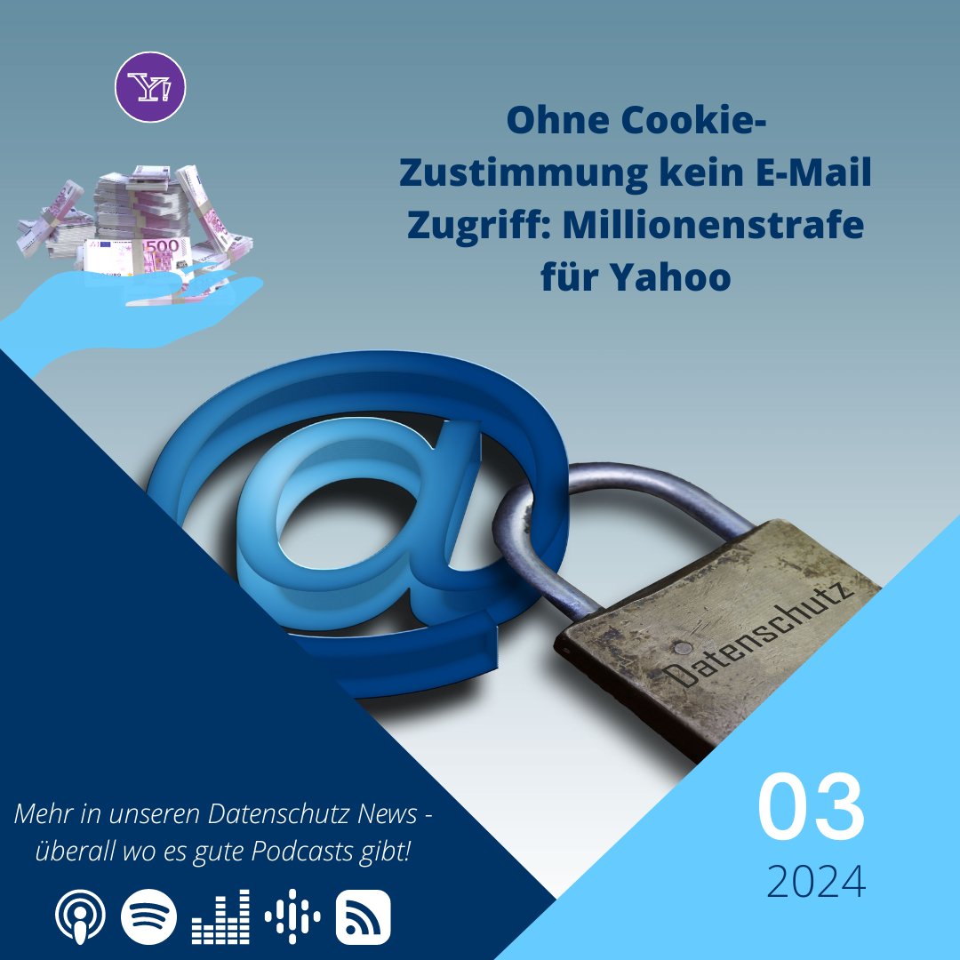 DS_Talk's tweet photo. "Da Yahoo trotz ausdrücklichem Widerspruch Werbe-Cookies platziert und Mail-Konten nach der Ablehnung von Cookies gesperrt hat, wird eine Strafe von 10 Millionen Euro verhängt."
▶️ mehr dazu in unserem neuen #Podcast
https://t.co/I5Wayg2FbK
#DSTalk #datenschutzbymigosens https://t.co/2Ttgbjnn9R