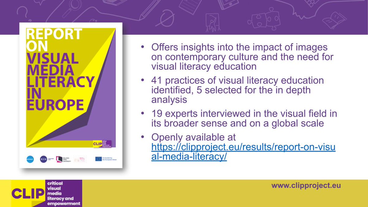 CLIP_EUpro's tweet photo. 🔍Explore Visual Media Literacy in Europe!
📚Our report answers the question "What is Visual Literacy?" &amp; shares best practices from Europe &amp; beyond, providing insights into the visual landscape!

Check out the report 👉https://t.co/wnUpc5sHQj

#VisualLiteracy #MediaLiteracy https://t.co/tI5NNdfejW