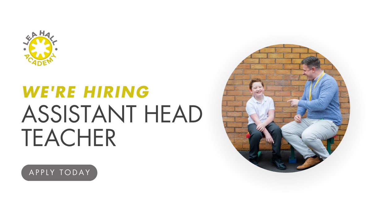 Join Lea Hall Academy as our Assistant Head Teacher! We're looking for an ethical leader with a stellar track record of outstanding practice. Come be a part of our amazing team! Apply now: ayr.app/l/nJAd #schoolLeader #Education #assistantHead