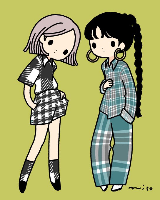 「plaid shirt skirt」 illustration images(Latest)