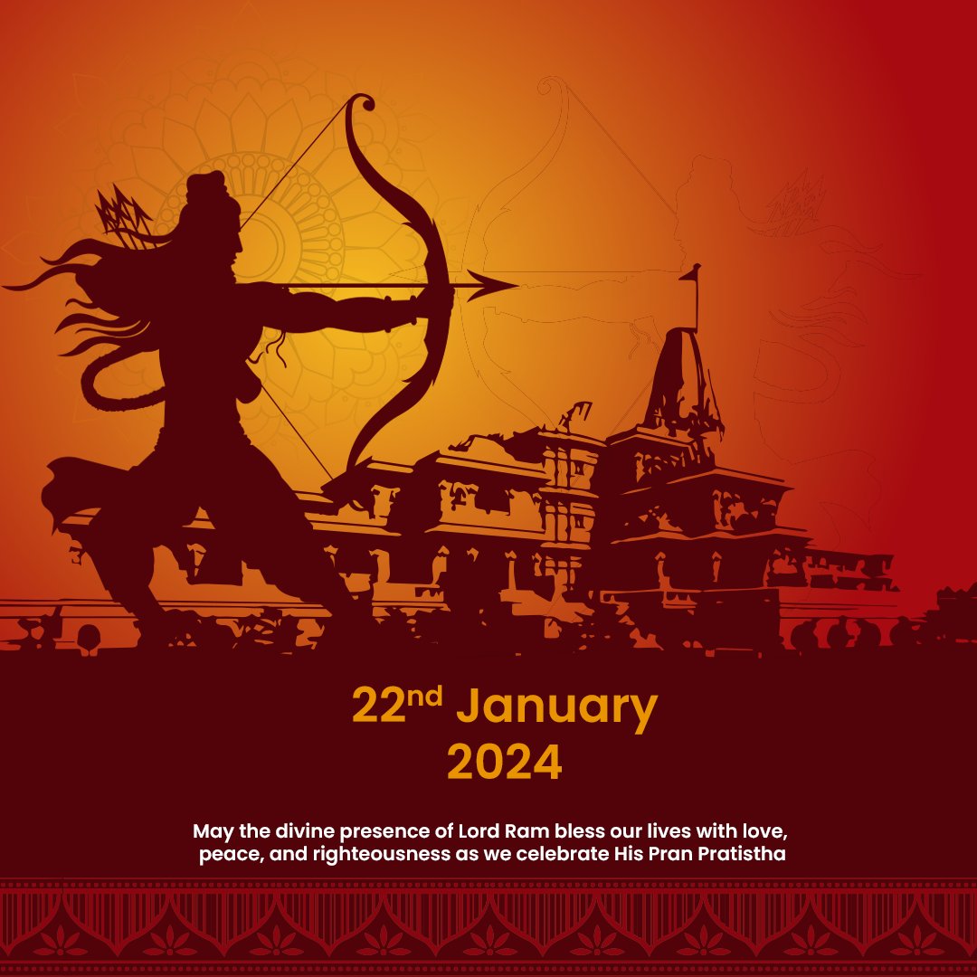 AALBiosciences's tweet photo. Celebrating the historic moment of Ayodhya Ram Mandir with heartfelt prayers and joy. May this day bless us all with prosperity and joy and mark as a new era of spiritual enlightenment and prosperity. 
#HolyEvent #Ayodhya #pranpratishtha #jaishreeram #jaisriram
#rammandir https://t.co/MtZQ7M6pLP