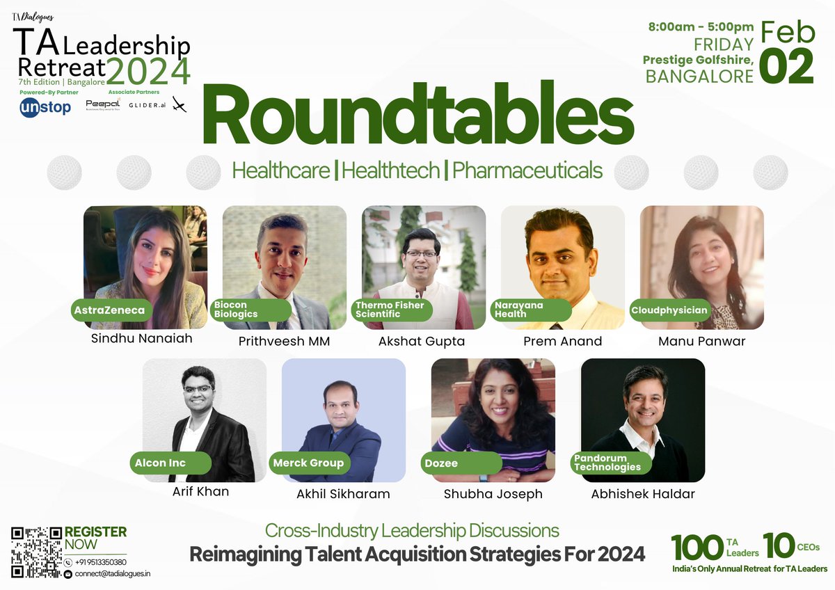 TA_Dialogues's tweet photo. We are pleased to announce the Healthcare, Healthtech, &amp; Pharmaceuticals Industry Roundtable Delegates for the TA Leadership Retreat 2024. 

With limited invites left, request yours now - https://t.co/hn8d4wELRH

#TalentAcquisition #Recruitment #LeadershipMatters https://t.co/MbW5DrQyA0
