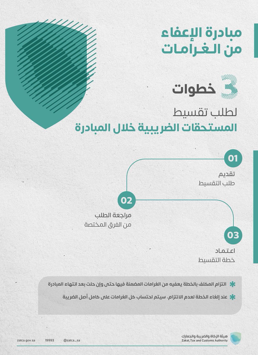 Zatca_sa's tweet photo. بخطواتٍ ميسّرة، يُمكنك تقسيط المستحقات الضريبية خلال فترة مبادرة #الإعفاء_من_الغرامات.
للاطلاع على الدليل المبسط:
🔗| https://t.co/ddbPIR4vHd 
#زاتكا https://t.co/RRMhIJoaT5