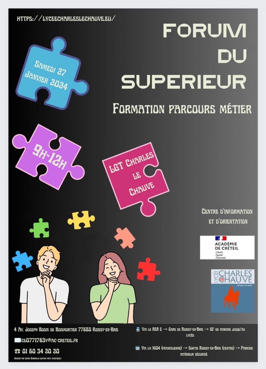 J-5 avant le grand forum du supérieur et de l'orientation au <a href="/LyceeChLeChauve/">Lycée Charles Le Chauve</a> ; il se déroulera le samedi 27 janvier de 9hà 12h, avec plus de 120 exposants. 
lyceecharleslechauve.eu/vie-pedagogiqu…