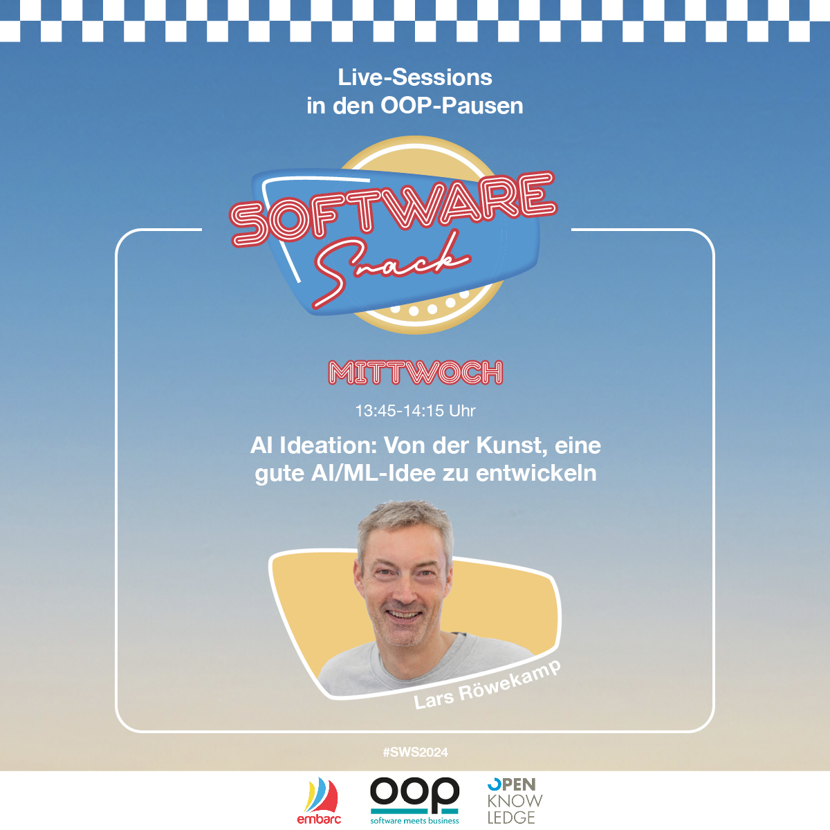 🎙️ #KI und #ML: Wie findet man eine (r)evolutionäre Idee? Die Antwort liefert #AIIdeation. 

@mobilelarson wird am 31.01. in der Pause der <a href="/oop_conference/">OOP Konferenz</a> seinen dritten Kurzvortrag an unserem #SWS2024 Stand vorstellen. <a href="/embarced/">embarc Software Consulting GmbH</a> 

🔗 ow.ly/Axrh50Qr9lR #OOPKonferenz