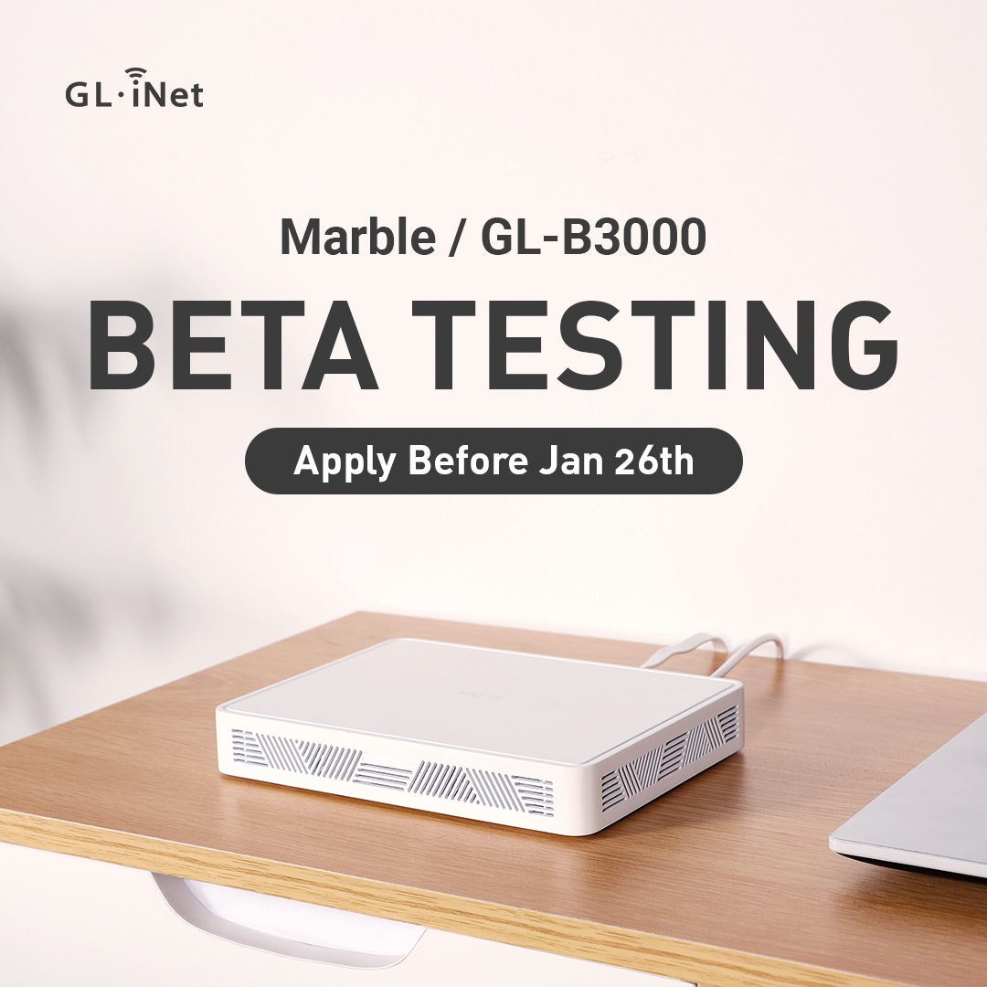 GLiNetWiFi's tweet image. 📢Seeking tech-experienced individuals familiar with #OpenWrt. Join our #wifi6 Marble #homerouter beta test program! 🌎 Applicants who&apos;re members of our forum or Discord will be considered first.😉Apply NOW👉 link.gl-inet.com/j1post0122 #Glinet #Betatest