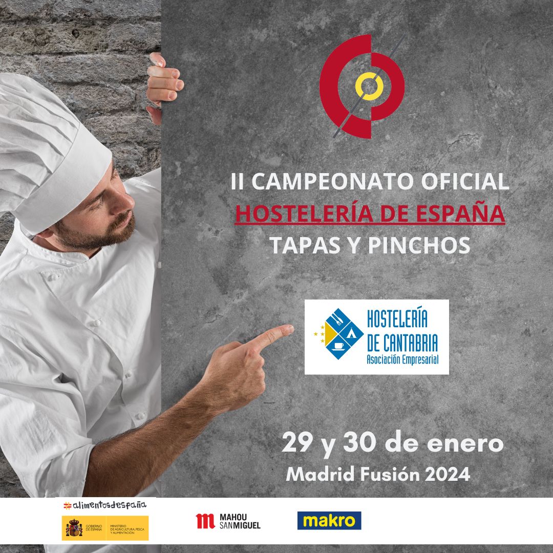 hosteleriacant's tweet image. En la segunda edición del Campeonato #Tapas y #Pinchos, celebramos la creatividad sin límites y el espíritu competitivo. 🏆
 ¡Unimos sabores, inspiración y pasión en cada bocado! 
📅 ¿Cuándo? Del 29 al 30 de enero 📍 ¿Dónde?  @madridfusion #madridfusión2024 #CampeonatoHostelería