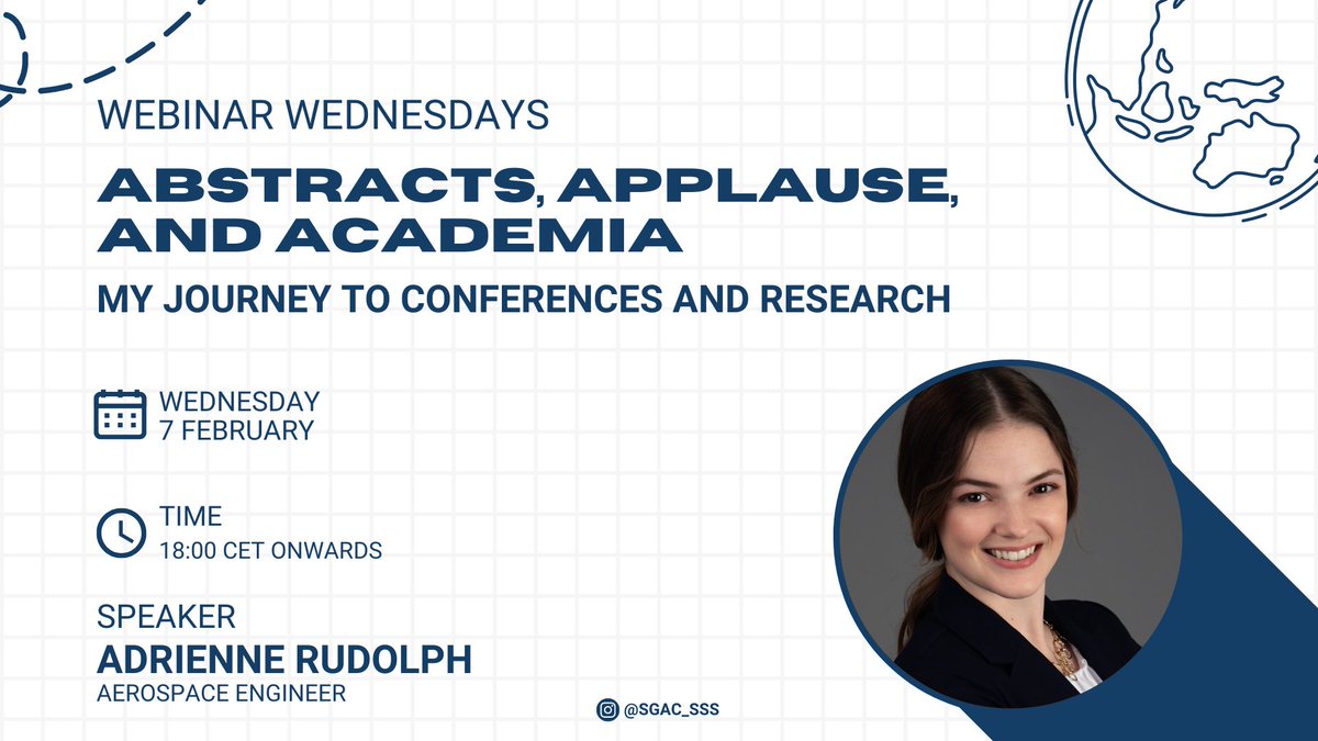 🔥 Webinar Wednesdays by SSS PG is back!

Join us on February 07, 2024, at 18:00 CET for an exciting &amp; interactive session with Adrienne Rudolph, an aerospace engineer.

🆓 Get your free tickets now. Seats limited!
👇 Visit - eventbrite.co.uk/e/abstracts-ap…