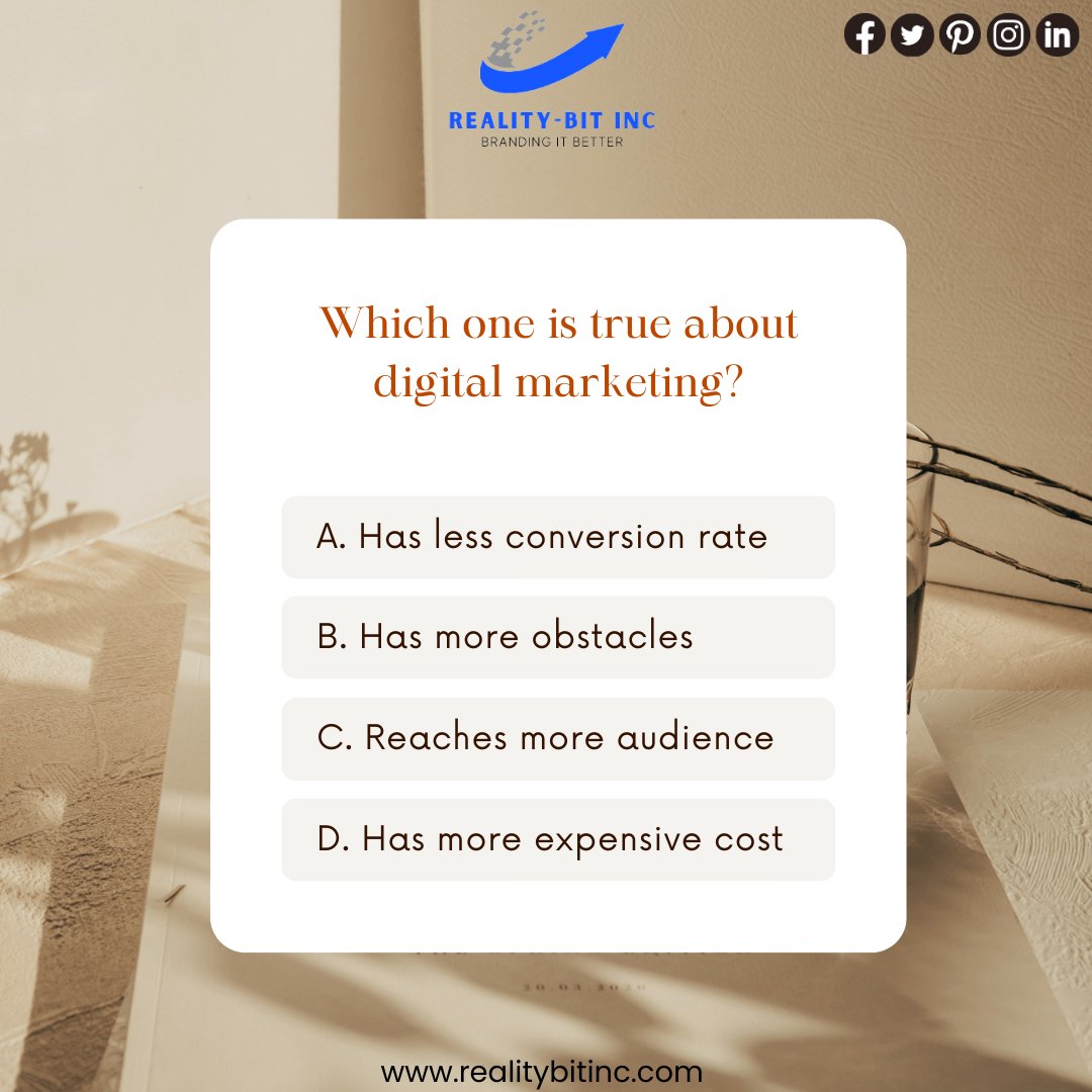 RealityBitInc1's tweet image. Dive into the digital realm with our interactive marketing quiz! Test your knowledge and discover new insights. Ready to play? 🚀✨
.
#DigitalQuizMania #MarketingInsights #QuizTimeFun #DiscoverDigital #KnowledgeChallenge
#DigitalMinds #PlayAndLearn #QuizMaster #MarketingIQ