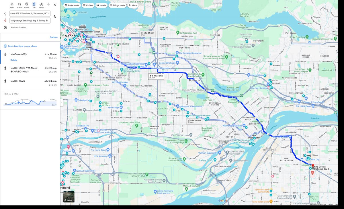 daka_x's tweet photo. Fallouts of a surprise #SkyTrain shutdown could be insane. As an example, people who take the A.M. train from into downtown Vancouver, if unable to get a ride home in ensuing chaos, face a 6-hour walk home to #SurreyBC.

#bcpoli #TransLink #TransLinkStrike https://t.co/Zy8H1VYEC6