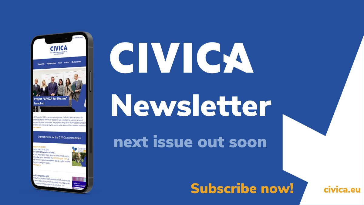 📬 The first edition of our 2024 newsletter comes out this week! Are you interested in learning more about... 📰The latest news from across the alliance 📆Upcoming events from CIVICA & our partners 💭Open opportunities 💻Subscribe now👉 loom.ly/He1vieg