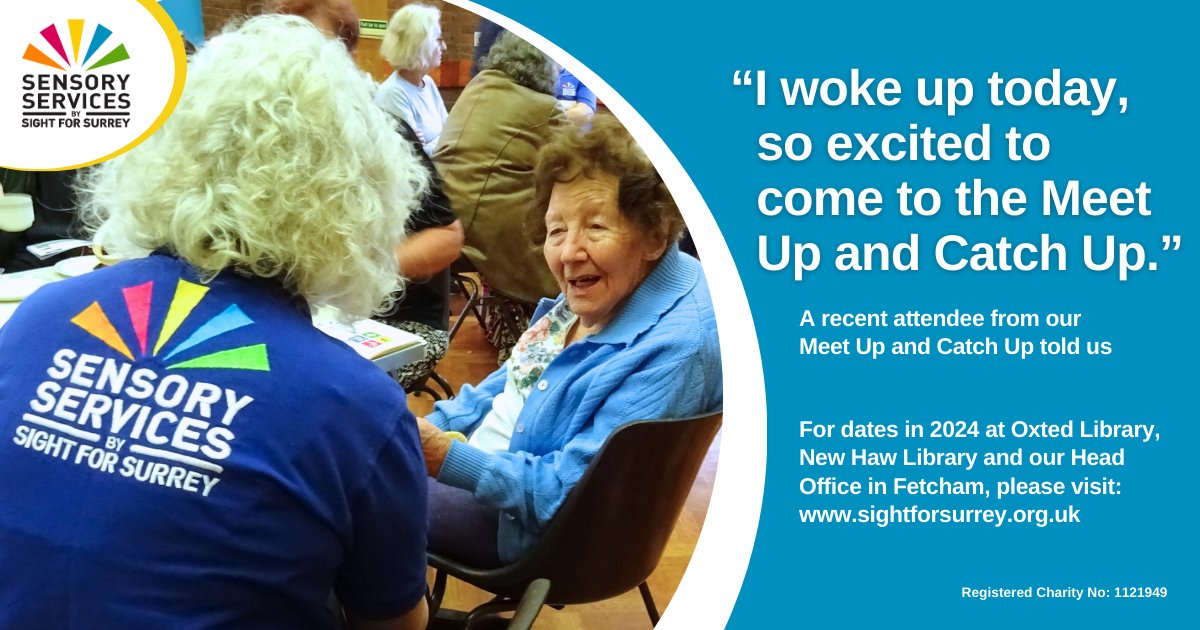 'I woke up today, so excited to come to the Meet Up & Catch Up.' A recent attendee said. Let's #EndLoneliness

-Drop-in for a cuppa at our next #MeetUp 
-At our Fetcham Office, School Lane, KT22 9JX
-On 30th January, 10 am-12 pm

For times & venues visit: ow.ly/2vLQ50Qs682