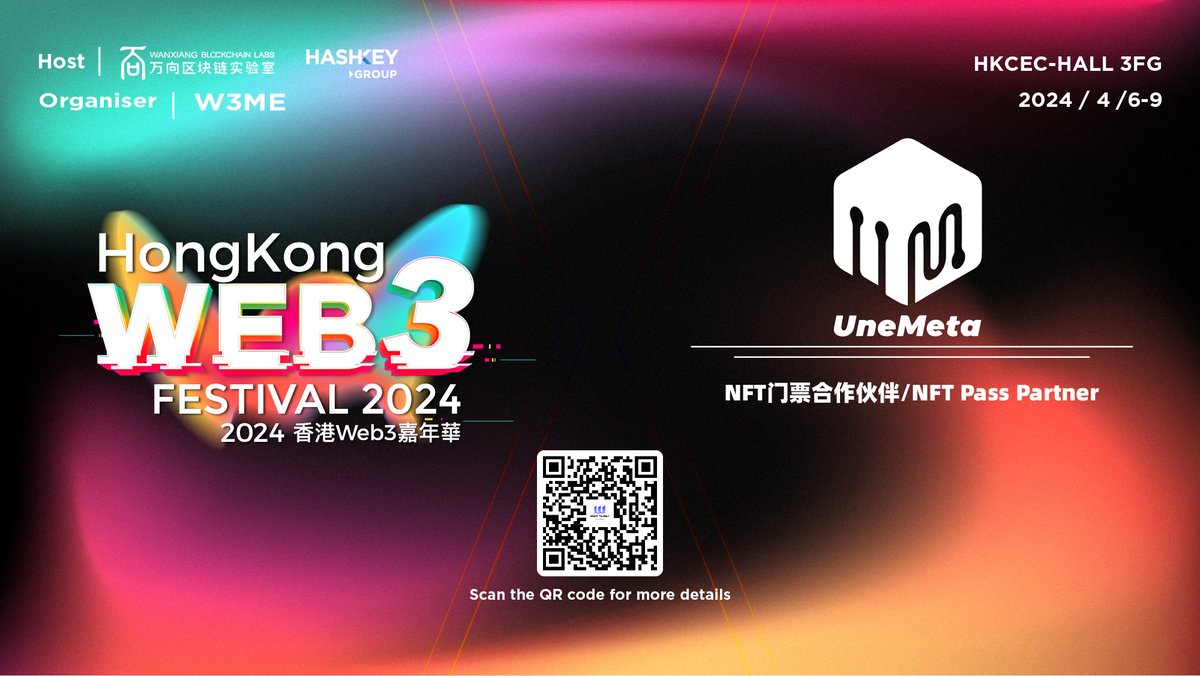 Web3Festival (@festival_web3) on Twitter photo 🚀We're glad to share that @UneMeta_Japan is working with #Web3Festival 2024 on #NFT ticket promotion via <a href="/PortUS_DeCPS/">PortUS</a>
🔊Learn more about UneMeta at unemeta.com
🎉The epic conference hosted by <a href="/WXblockchain/">Wanxiang Blockchain</a> and <a href="/HashKeyGroup/">HashKey Group</a> is taking place from 6 to 9, April. 🚀We're glad to share that @UneMeta_Japan is working with #Web3Festival 2024 on #NFT ticket promotion via <a href="/PortUS_DeCPS/">PortUS</a>
🔊Learn more about UneMeta at unemeta.com
🎉The epic conference hosted by <a href="/WXblockchain/">Wanxiang Blockchain</a> and <a href="/HashKeyGroup/">HashKey Group</a> is taking place from 6 to 9, April.