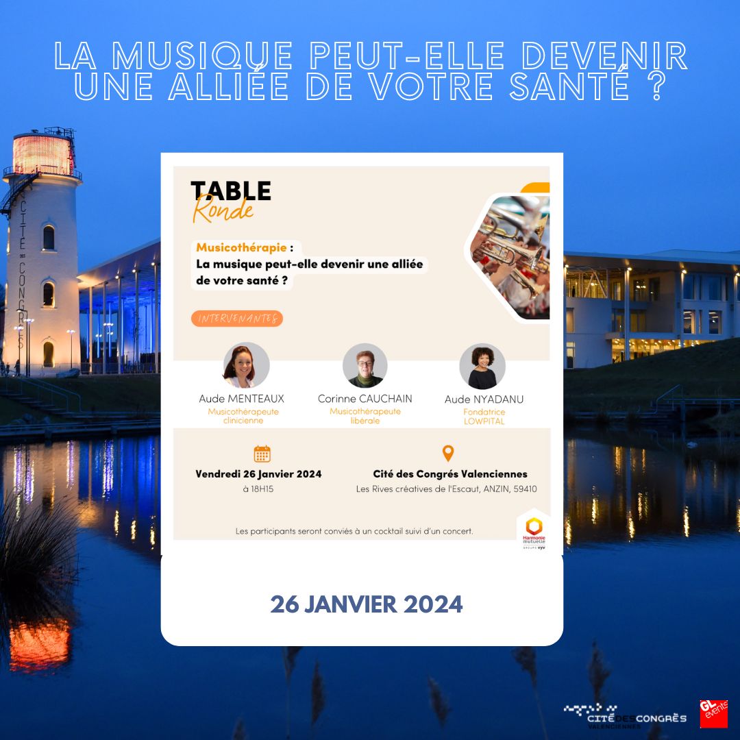 🎺 Et si la musique était le super-héros de notre santé ? 

Harmonie Mutuelle en échangera lors de sa prochaine table-ronde vendredi 26 janvier 2024 à 18h15 à la Cité des Congrès Valenciennes.

📌 Vous pouvez réserver votre place via le lien disponible sur notre site internet.