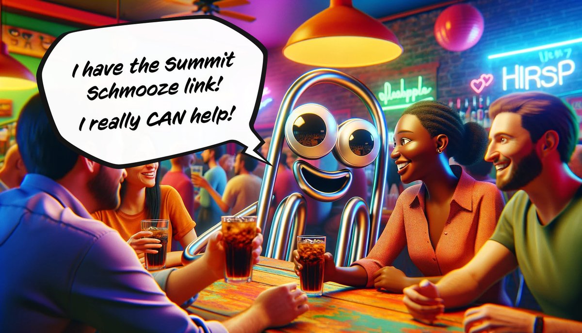 rickaltman's tweet photo. The Summit Schmooze link is here! Clippy and I both hope to see you at the first Summit Schmooze of the season on Tuesday, Jan. 30, at 8:00am PT | 11:00am ET | 4:00pm GMT. 
No invite needed, no RSVP necessary. https://t.co/JRDoIDamas
#presum24 https://t.co/HTLVl1atOl
