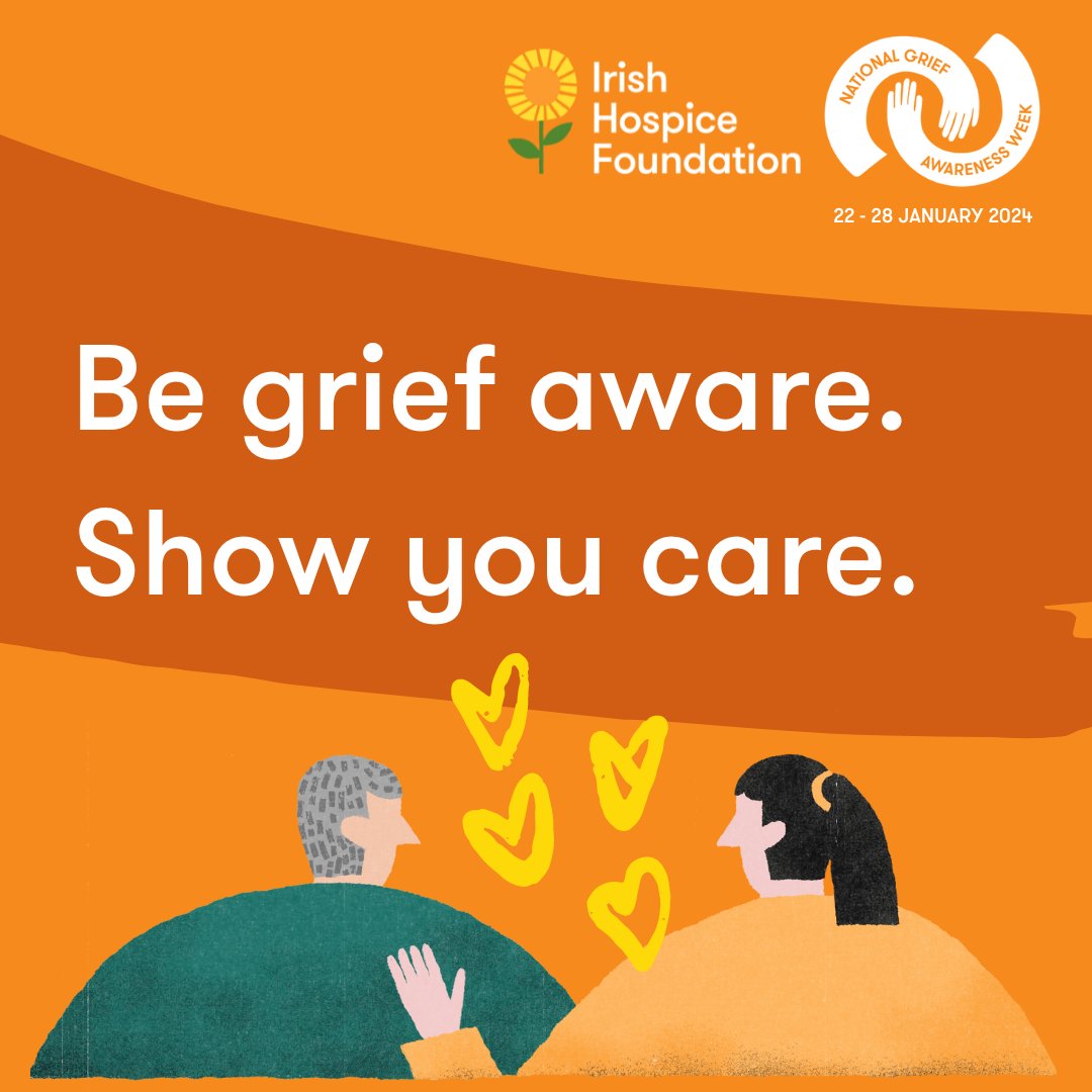 It’s #NationalGriefAwarenessWeek. 💛 #Grief can be a difficult thing to face. Throughout this campaign, we hope to encourage people to #BeGriefAware and encourage conversations about this typically uncomfortable subject. Learn more about #NGAW2024 👉 hospicefoundation.ie/our-supports-s…
