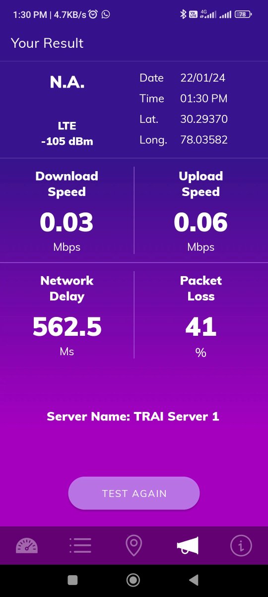 DEVIL7990's tweet photo. @airtelindia @airtelnews Current Airtel 4G speed in my area 
@TRAI https://t.co/NUmrEghImh