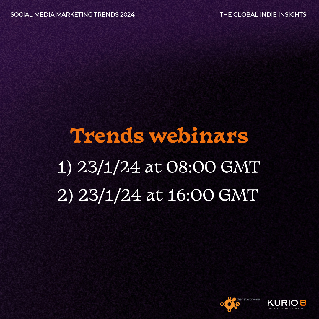 WEBINAR: Social Media Marketing Trends 2024 – a session by @thenetworkone, with our Elli and Jari sharing the insights from the 33 interviews for our latest report. Join us on the 23rd – there are two free sessions, catering to all the time zones. thenetworkone.com/webinars/