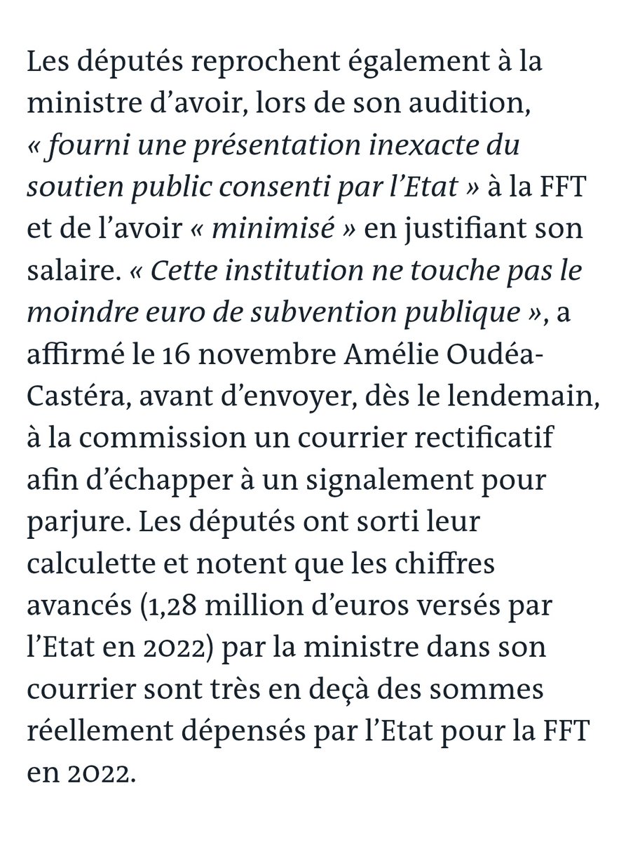 Brevesdepresse's tweet photo. 🔴🇨🇵INFO - Amélie Oudéa-Castéra est épinglée par le rapport d’une commission d’enquête parlementaire sur les fédérations sportives. Elle touchait 500.000€ brut par an à la Fédération française de tennis (FFT). Un niveau de rémunération «anormale». (Monde) https://t.co/0zeAZDf8TX https://t.co/2bWvtnA6SQ