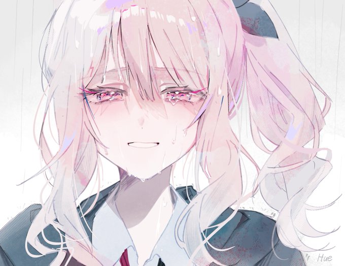 「crying with eyes open pink hair」 illustration images(Latest)