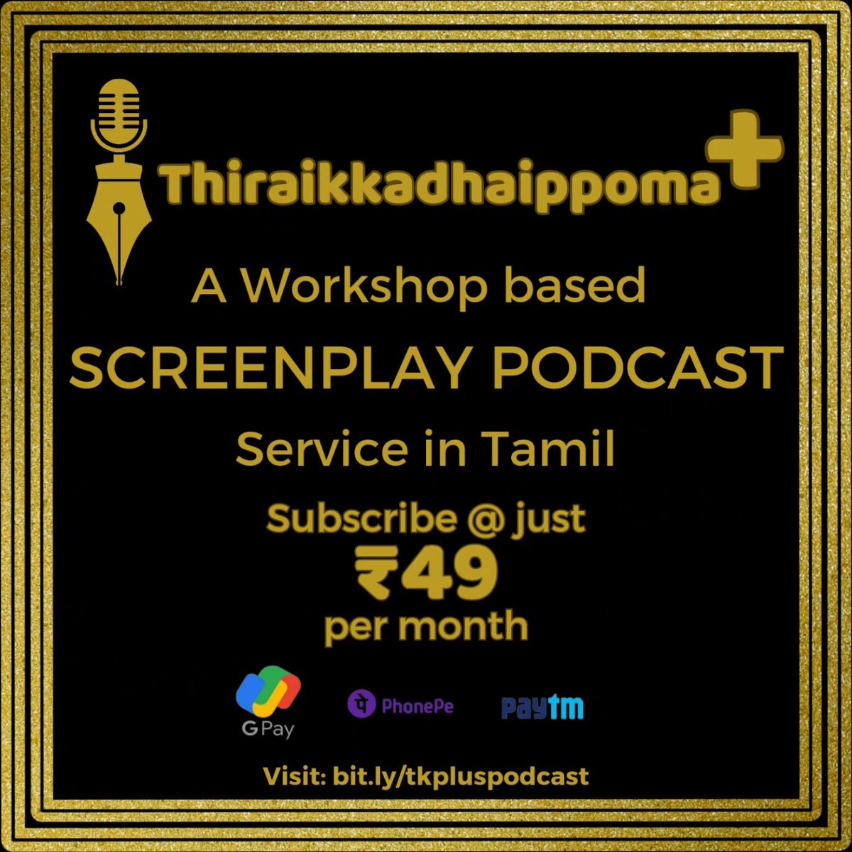 thiraikkadhai's tweet photo. Here's the fourth episode of #ThiraikkadhaippomaPlus in which we've explained the next two types of stories Institutional and Buddy Love.

Subscribe to us on @swell_talk to learn Screenwriting in Tamil, at just ₹49 per month.

#TamilPodcast #CinemaPodcast #ScreenplayPodcast https://t.co/NGMaM91lYP