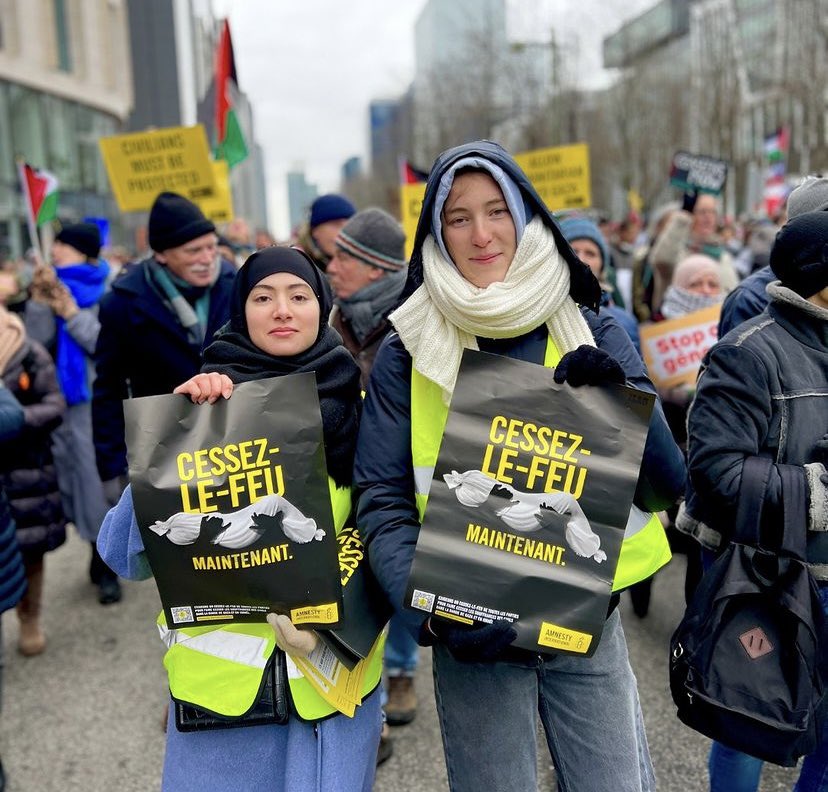 DeGraeveWies's tweet photo. Amnesty marched in #Brussels with many, many others reiterating the call for an immediate #ceasefire in the OPT and Israel to halt civilian bloodshed and to curb devastating humanitarian suffering in #Gaza. #CeasefireNOW https://t.co/1I1jZsmoAq