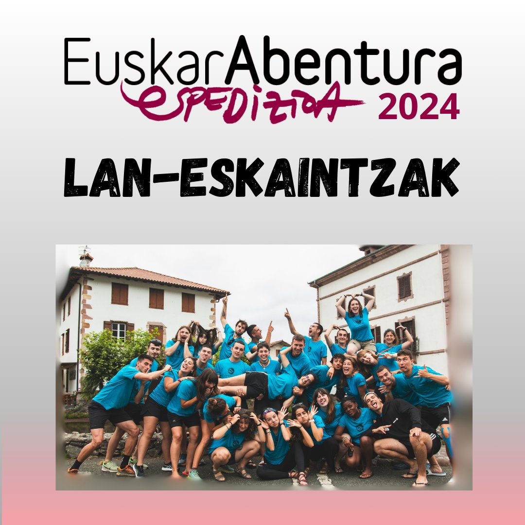 EuskarAbentura's tweet photo. 2024 espediziorako LAN-ESKAINTZAK!🔥
Espedizioko lan taldearen parte izan nahi duzu?
📝Hautagaitzak bidaltzeko: https://t.co/SoxCF6xkE9
Zu ezagutzeko irrikitan gaude!😉
#Euskarabentura24 #JzioquiDugu #Euskara https://t.co/bbMZzw9I6V