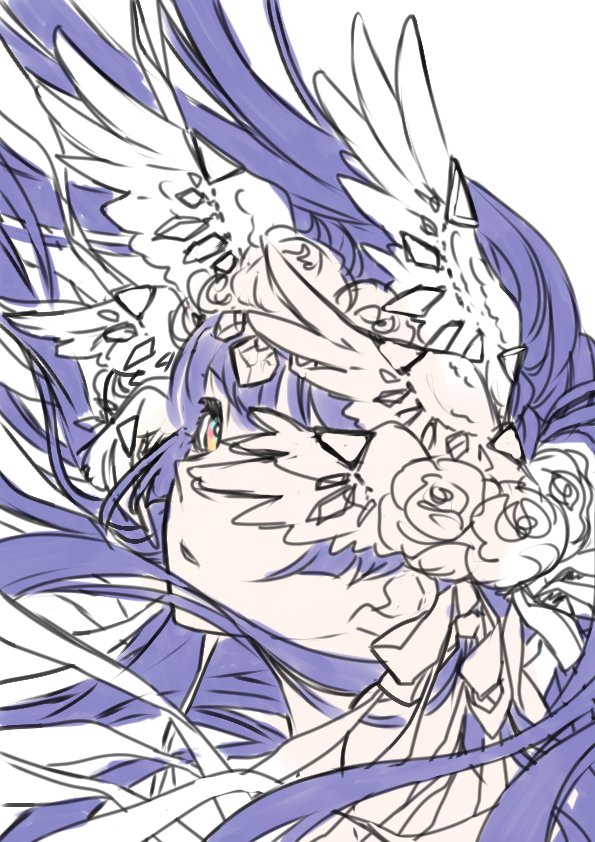 「1年半ぶりぐらいに大作品描くので、クリスタでラフを練りました。#wip 」|蒼下 せな＊3/28 通販追加のイラスト
