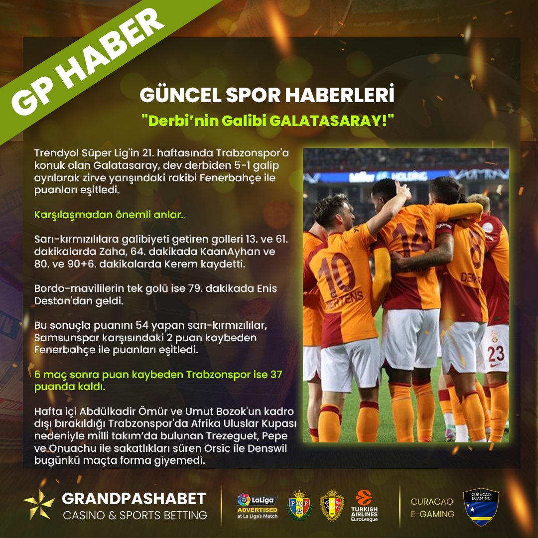 🌎#GRANDPASHABET HABER🌎 🔔'Derbi’nin Galibi GALATASARAY!' bit.ly/grandsosyal #grandpashabet #grandpasha #pashacasino