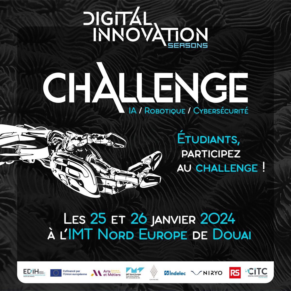 CITC-EuraRFID (@iotcluster) on Twitter photo #etudiants #creatifs il reste des places pour le Challenge #ia đbit.ly/48U6siT
Rejoignez les étudiants et nos partenaires industriels
<a href="/IMT_NordEurope/">IMT Nord Europe</a>
<a href="/ArtsetMetiers_/">Arts et Métiers - ENSAM</a>
<a href="/NiryoRobotics/">Niryo</a>
<a href="/IndelecFrance/">INDELEC</a>
<a href="/Ampere/">Ampere</a>
<a href="/RSOnlineFR/">RS France</a>
<a href="/EDIH_HDF/">EDIH GreenPowerIT Hauts-de-France</a> #etudiants #creatifs il reste des places pour le Challenge #ia đbit.ly/48U6siT
Rejoignez les étudiants et nos partenaires industriels
<a href="/IMT_NordEurope/">IMT Nord Europe</a>
<a href="/ArtsetMetiers_/">Arts et Métiers - ENSAM</a>
<a href="/NiryoRobotics/">Niryo</a>
<a href="/IndelecFrance/">INDELEC</a>
<a href="/Ampere/">Ampere</a>
<a href="/RSOnlineFR/">RS France</a>
<a href="/EDIH_HDF/">EDIH GreenPowerIT Hauts-de-France</a>